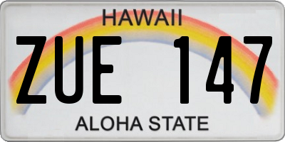HI license plate ZUE147