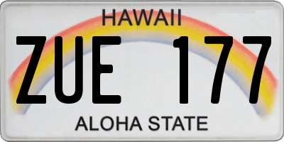 HI license plate ZUE177