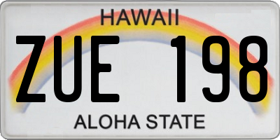 HI license plate ZUE198