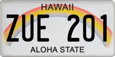 HI license plate ZUE201