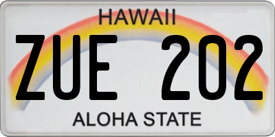 HI license plate ZUE202