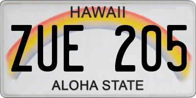 HI license plate ZUE205