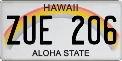 HI license plate ZUE206