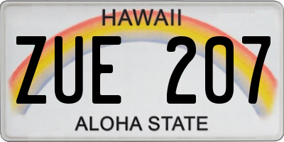 HI license plate ZUE207