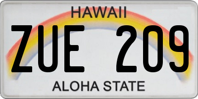 HI license plate ZUE209