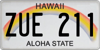 HI license plate ZUE211