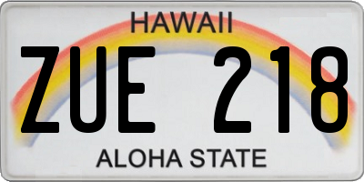 HI license plate ZUE218