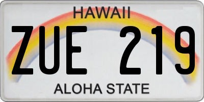HI license plate ZUE219