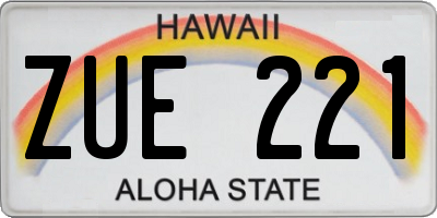 HI license plate ZUE221