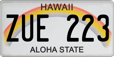 HI license plate ZUE223