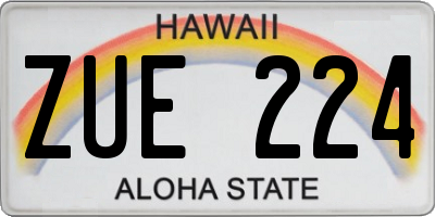 HI license plate ZUE224