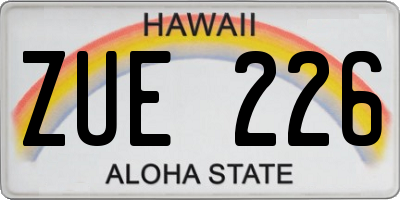 HI license plate ZUE226