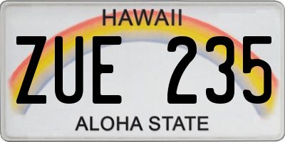 HI license plate ZUE235