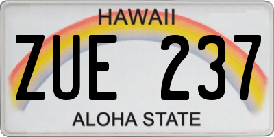 HI license plate ZUE237