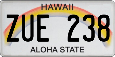 HI license plate ZUE238