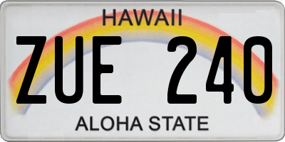 HI license plate ZUE240