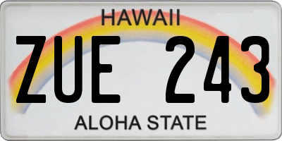 HI license plate ZUE243