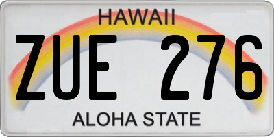 HI license plate ZUE276