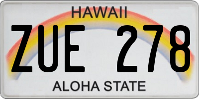 HI license plate ZUE278
