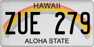 HI license plate ZUE279