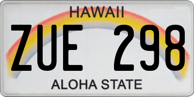 HI license plate ZUE298