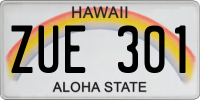 HI license plate ZUE301