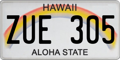 HI license plate ZUE305