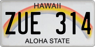 HI license plate ZUE314