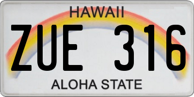 HI license plate ZUE316
