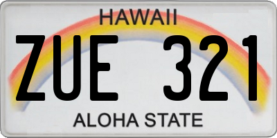 HI license plate ZUE321