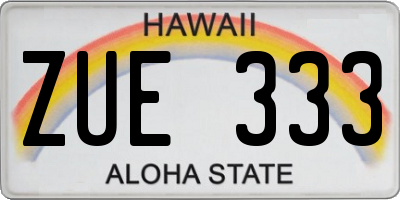 HI license plate ZUE333