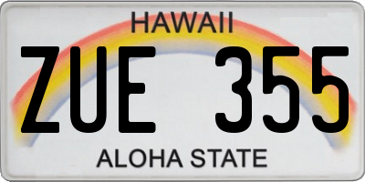 HI license plate ZUE355