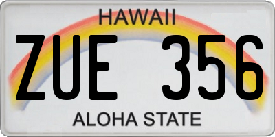 HI license plate ZUE356