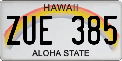 HI license plate ZUE385