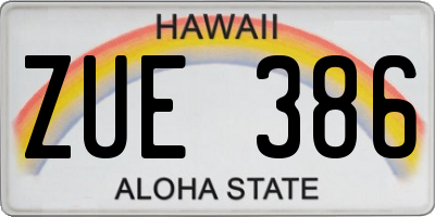 HI license plate ZUE386