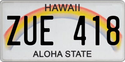 HI license plate ZUE418