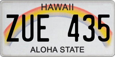 HI license plate ZUE435