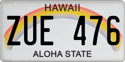 HI license plate ZUE476