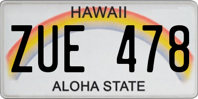HI license plate ZUE478