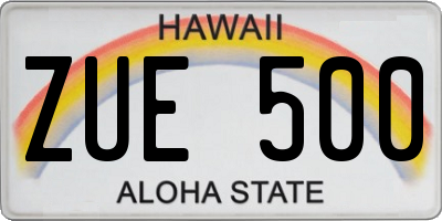 HI license plate ZUE500