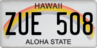 HI license plate ZUE508