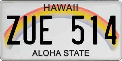 HI license plate ZUE514