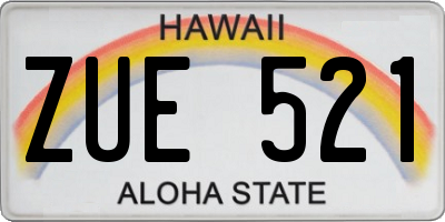 HI license plate ZUE521