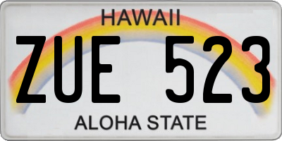HI license plate ZUE523