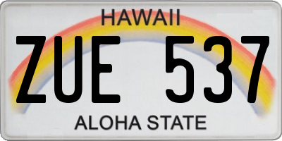 HI license plate ZUE537