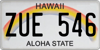 HI license plate ZUE546