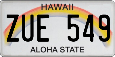 HI license plate ZUE549