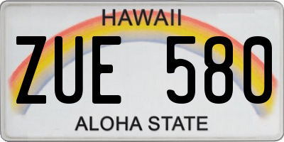 HI license plate ZUE580