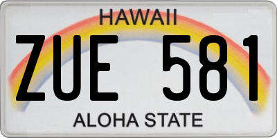 HI license plate ZUE581