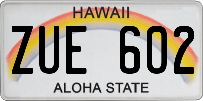 HI license plate ZUE602
